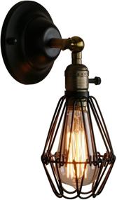 img 4 attached to 🕯️ Vintage Retro Antique Dark Black Wire Cage Wall Light Lamp Sconce by Permo - Opening and Closing Design