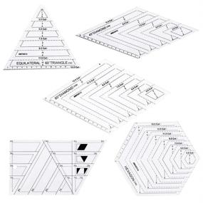 img 4 attached to Enhance Your Quilting Craft with Eriokk 5Pcs Creative Grids Quilting Templates Set Ruler: Drafting Triangles, 🧵 Rhombus, Longarm Square Rulers - Free Motion Fabric Ruler Racks and Patchwork Tool - Handmade Drawing Supplies+