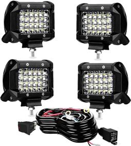 img 4 attached to TURBO SII - 4 Inch LED Pod Lights Quad Row 144W Spot Beam LED Cubes Lights Fog Lights with Wiring Harness for Jeep Trucks ATV UTV SUV Boats, Pack of 4