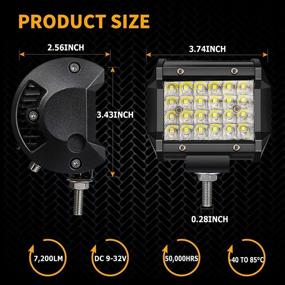 img 3 attached to TURBO SII - 4 Inch LED Pod Lights Quad Row 144W Spot Beam LED Cubes Lights Fog Lights with Wiring Harness for Jeep Trucks ATV UTV SUV Boats, Pack of 4