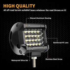 img 1 attached to TURBO SII - 4 Inch LED Pod Lights Quad Row 144W Spot Beam LED Cubes Lights Fog Lights with Wiring Harness for Jeep Trucks ATV UTV SUV Boats, Pack of 4