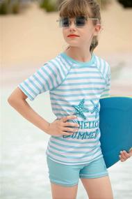 img 2 attached to 👙 weVSwe Girls Short Sleeve Rash Guard Swimsuit Set: Unbeatable UPF 50+ Sun Protection Tankini