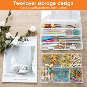 img 2 attached to 🗃️ DANYING Two-Tier Organizer Box with Customizable Dividers, 23-Compartment Storage Container for Small Items - Ideal for Office Supplies, Beads, Art, DIY Crafts, and Jewelry (Inner Height 2 Inches)