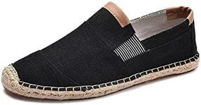 img 1 attached to 👞 Stylish Stripe Espadrilles: Chic Men's Driving Smoking Slipper Shoes for Loafers & Slip-Ons