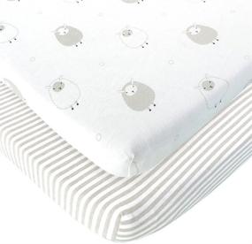 img 4 attached to 👶 Grey Jersey Cotton Bassinet Fitted Sheets for Baby Beside Dreamer Bedside Sleeper and Chicco Next2Me – Fits 20 x 33 Mattress – 2 Pack