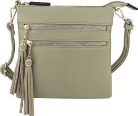 img 4 attached to B BRENTANO Vegan Mini Multi-Zipper Crossbody Handbag Purse: Elegant Style with Tassel Accents