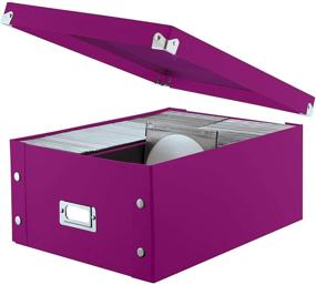 img 1 attached to Snap-N-Store Double Wide DVD & CD Storage Box 📼 - Berry (Pack of 1) - Holds up to 330 Discs