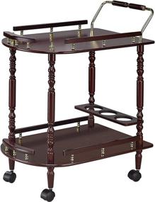 img 4 attached to 🍷 Coaster CO- Serving Cart Accents in Merlot with Brass Detailing