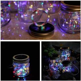 img 3 attached to 🌞 Solar Mason Jar Lid Lights - 8 Pack 30 Led Waterproof Fairy Hanging Solar String Lights with Hangers for Garden Patio Table Wedding Decor, Colorful - (Jars Not Included)