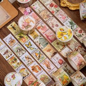 img 2 attached to 💌 Knaid Postage Stamp Washi Tapes - 8 Pack of Decorative Stamp Stickers for Scrapbooking, Crafts, Journals, and Planners