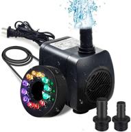 winkeyes fountain pump with led lights: 220gph 15w submersible water fountain for aquarium fish tank pond - high lift, 2 nozzles logo