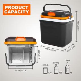 img 1 attached to 🚗 AooDen Electric Car Cooler and Warmer - 26 Quart Capacity - Iceless Thermoelectric Cooler for Travel, Camping, Vehicles, Truck, and Home - 12V/24V DC & 120V AC (Black & Orange)