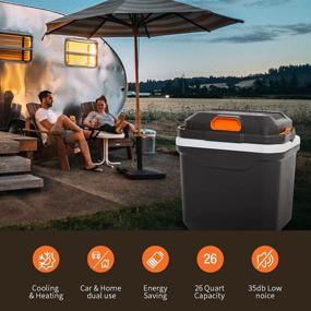 img 3 attached to 🚗 AooDen Electric Car Cooler and Warmer - 26 Quart Capacity - Iceless Thermoelectric Cooler for Travel, Camping, Vehicles, Truck, and Home - 12V/24V DC & 120V AC (Black & Orange)