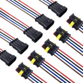 img 4 attached to 🔌 (5-Pack) MCIGICM 4 Pin Waterproof Electrical Connector Wire, Automotive Wire Connectors, Car Plug Socket Kit with Wire, Insulated and Sealed