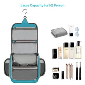 img 3 attached to 🔵 Gonex Hanging Toiletry Bag - Travel Organizer for Makeup and Toiletries - Unisex (Blue)