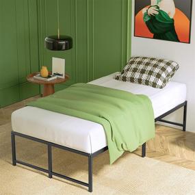 img 2 attached to 🛏️ 14-Inch Twin Size Metal Bed Frame - KAMPKEEPER Twin Platform Bed Frame with Sturdy Steel Support Base, Easy Assembly, No Box Spring Required