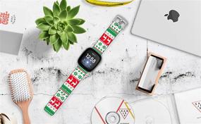 img 1 attached to Stylish Christmas Design Bands for Fitbit Versa 2 Silicone - Slim & Lightweight Replacement Straps for Women - Compatible with Versa/Lite/SE - Small Size