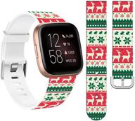 stylish christmas design bands for fitbit versa 2 silicone - slim & lightweight replacement straps for women - compatible with versa/lite/se - small size logo