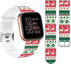 img 4 attached to Stylish Christmas Design Bands for Fitbit Versa 2 Silicone - Slim & Lightweight Replacement Straps for Women - Compatible with Versa/Lite/SE - Small Size