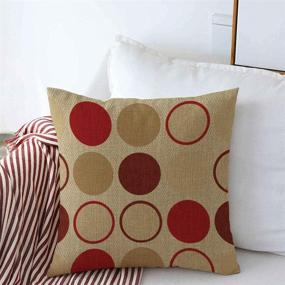 img 3 attached to Funky Retro Print Pattern Red Cream Beige Spot Circle Chenille 18-Inch Thick Cushion Cover - UOOPOO