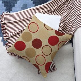 img 2 attached to Funky Retro Print Pattern Red Cream Beige Spot Circle Chenille 18-Inch Thick Cushion Cover - UOOPOO