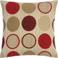 funky retro print pattern red cream beige spot circle chenille 18-inch thick cushion cover - uoopoo logo