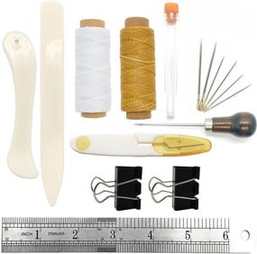 img 4 attached to 📚 16-Piece Bookbinding Tools Starter Set: Bone Folder Paper Creaser, Large-Eye Needles, Awl, Waxed Thread - Ideal for DIY Bookbinding Crafts, Sewing Supplies & More