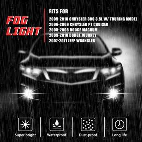 img 2 attached to 🚗 Fog Lights Replacement Kit for Chrysler 300, PT Cruiser, Dodge Magnum, Journey, Jeep Wrangler - Halogen Bulbs & Wiring Included