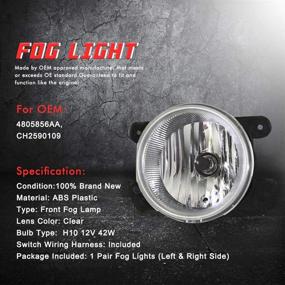 img 1 attached to 🚗 Fog Lights Replacement Kit for Chrysler 300, PT Cruiser, Dodge Magnum, Journey, Jeep Wrangler - Halogen Bulbs & Wiring Included
