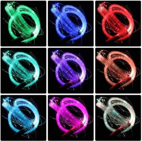 img 3 attached to 🌟 YIHAIXINGWEI Fiber Whip LED Flash Rope Light Red Handle Dance Props Swing Beating Decoration Tools 12 Colorful Light Night Club Bar Party Toy with Free 3D Glasses - Optical Fiber Lighting for Improved SEO.