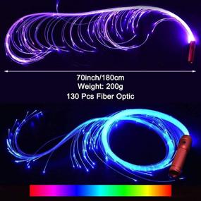 img 2 attached to 🌟 YIHAIXINGWEI Fiber Whip LED Flash Rope Light Red Handle Dance Props Swing Beating Decoration Tools 12 Colorful Light Night Club Bar Party Toy with Free 3D Glasses - Optical Fiber Lighting for Improved SEO.