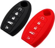 eyanbis silicone key fob cover fit for nissan armada murano rogue maxima altima pathfinder infiniti q50 q60 qx50 qx80 smart 5 buttons interior accessories in anti-theft logo