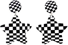 img 3 attached to DesignedDazzle Checkerboard Checkered Racing Earrings