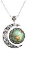 🌍 vintage globe necklace with moon jewelry: planet earth pendant featuring world map art - ideal bff gift logo