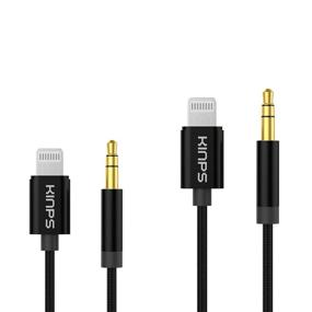 img 4 attached to KINPS MFI Certified Lightning to 3.5mm Male Aux Cable - 2 Pack (Black), 4FT/1.2M Nylon Braided Audio Cord for iPhone 11 Pro Max/Xs/XR/X/8/7, Car Stereo, Home Stereo and More