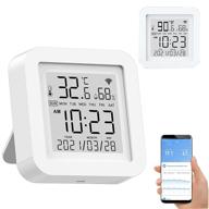 🌡️ smart wifi temperature humidity monitor: tuya wireless sensor with app alerts, wifi thermometer hygrometer for home pet garage (compatible with alexa) logo