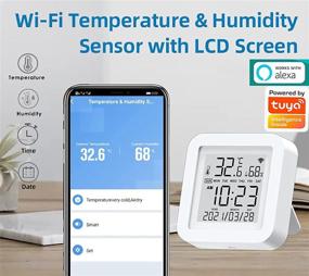 img 3 attached to 🌡️ Smart WiFi Temperature Humidity Monitor: TUYA Wireless Sensor with APP Alerts, WiFi Thermometer Hygrometer for Home Pet Garage (Compatible with Alexa)