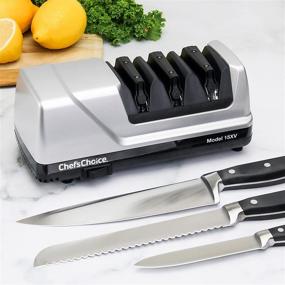 img 1 attached to 🔪 Enhance Your Knife Collection: Chef'sChoice Trizor XV EdgeSelect Professional Electric Knife Sharpener - 100% Diamond Abrasives, Precision Angle Guides, 3-stages - Perfect for Straight Edge and Serrated Knives in Gray