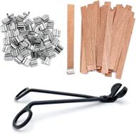 🕯️ premium 50 pcs wooden wicks for candle making - includes bonus candle wick trimmer & iron stands - high-quality candle making supplies logo
