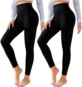 img 4 attached to High-Waisted Tummy Control Yoga Pants for Women - CTHH 2-Pack Leggings ideal for Workout, Running, and Fitness (Black)