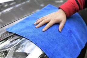 img 1 attached to 🧺 Lint-Free Microfiber Car Towels - 5 Pack, 16x16 Inch, 380gsm for Superior Detailing Results