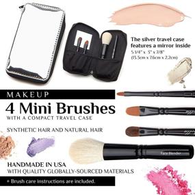 img 1 attached to 💄 Bella Mini Travel Makeup Brush Set with Mirror Travel Case, Handmade in USA, Includes Face Blender, Cream Shadow, Eye Shadow, Fine Eye Liner Brushes, Compact Makeup Kit for Women