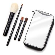 💄 bella mini travel makeup brush set with mirror travel case, handmade in usa, includes face blender, cream shadow, eye shadow, fine eye liner brushes, compact makeup kit for women logo