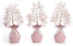 img 1 attached to 🌸 Top Plaza Rose Quartz Money Tree: Reiki Healing Crystals Wrapped on Rose Ceramics Vase - Feng Shui Luck Figurine for Home & Office Decor - 11 Inches