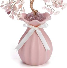 img 2 attached to 🌸 Top Plaza Rose Quartz Money Tree: Reiki Healing Crystals Wrapped on Rose Ceramics Vase - Feng Shui Luck Figurine for Home & Office Decor - 11 Inches