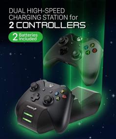 img 2 attached to 🎮 Fosmon Xbox One/One X/One S Controller Charger, [Dual Slot] Fast Charging Station with 2 x 1000mAh Rechargeable Battery Packs (Compatible with Standard and Elite Controllers)