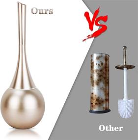 img 2 attached to Modern Toilet Bowl Brush and Holder Set - Stainless Steel Base, Rose Gold - A Superior Toilet Cleaning Brush by Whiidoom