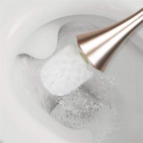 img 1 attached to Modern Toilet Bowl Brush and Holder Set - Stainless Steel Base, Rose Gold - A Superior Toilet Cleaning Brush by Whiidoom