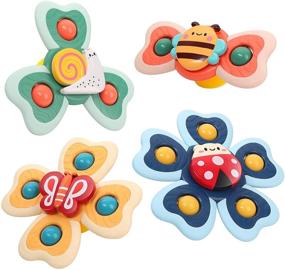 img 4 attached to 👶 Vanmor Baby Suction Cup Spinning Top Toys - Spinner Toys for Babies - Suction Baby Toys for Stress Relief - Frisbee Inspired Sensory Toys - Best Gift for Toddlers 1-3 (4 Pcs)