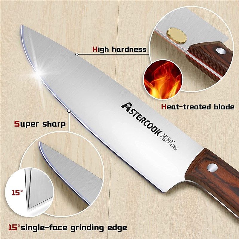 Astercook 15-Piece Kitchen Knife Set with Wooden Block, 🔪…
